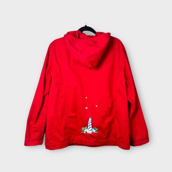 Quacker Factory Lighthouse Jacket Embroidered Full Zip Nautical Lightweight XL - Picture 2 of 9